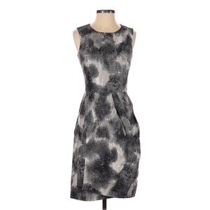 Lela Rose Cocktail Dress Silk Evening Grey Gray Black Sleeveless 0